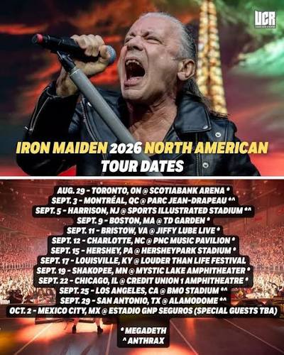 Iron Maiden 2026–2027 tour poster